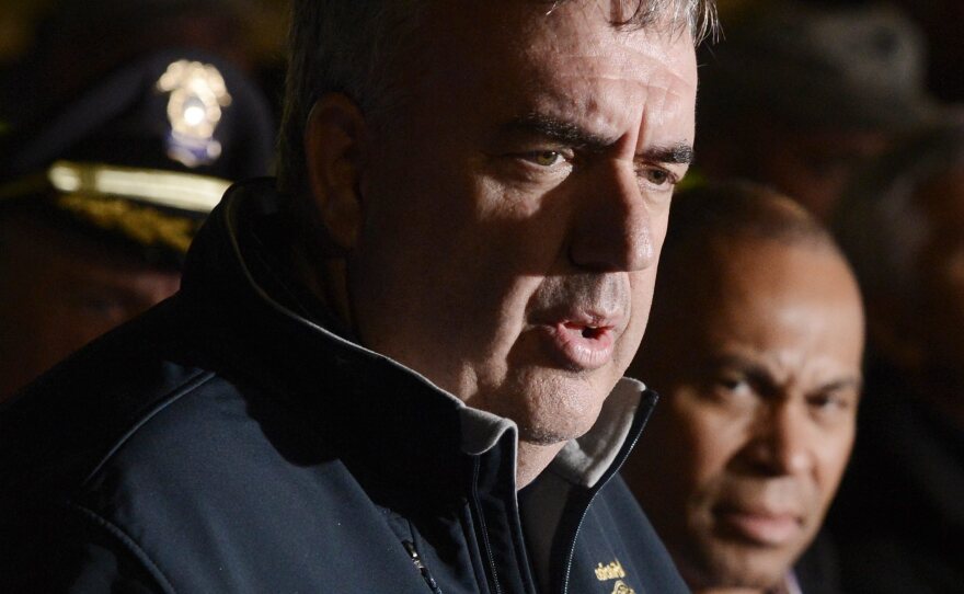 Boston Police Commissioner Edward Davis talking with reporters last April during the hunt for the Boston Marathon bombers.
