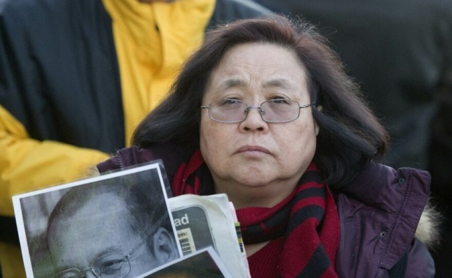 Protesters in Oslo demonstrate outside the Chinese Embassy demanding the release of Liu Xiaobo, the Chinese dissident in jail in China and honored Friday with this year's Nobel Peace Prize.