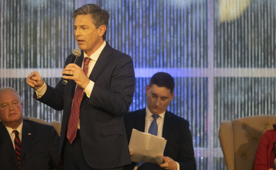 Matt Dolan speaks at the March 18 forum outside of Columbus, Ohio.