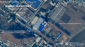 This Dec. 19, 2019, satellite image from Planet Lab Inc., that has been analyzed by experts at the Middlebury Institute of International Studies, shows the March 16 Factory in Pyongsong, near Pyongyang, where North Korea manufactures military trucks used as mobile launchers for long-range missiles. 