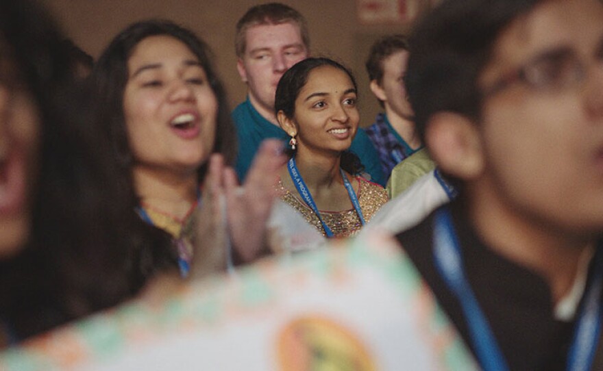 Sahithi at the the Intel International Science and Engineering Fair opening ceremony. In preparation for the world's largest convening of high school scientists, teenage innovators from around the globe create cutting-edge solutions to confront environmental threats while navigating the doubts and insecurities of adolescence.