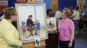 This owner (right) brings in very personal "Saturday Evening Post" cover illustration, painted by her stepfather, John Falter, to the "ANTIQUES ROADSHOW" event in Louisville, Kentucky. In fact, the little girl featured on the cover is the owner herself at age five. This charming cover — and equally adorable story — prompt appraiser Kathleen Guzman of Heritage Auctioneers to assign the artwork an insurance value of $175,000.