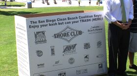The San Diego Clean Beach Coalition, an alliance of local environmental organizations, community groups and government agencies, has put out 200 temporary trash and recycle bins at beaches for the holiday weekend, July 1, 2011.