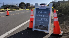 A closed sign at the Cabrillo National Monument, Dec. 24, 2018. 