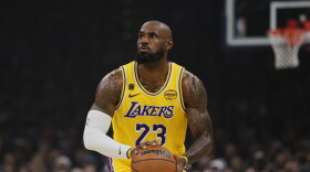 LeBron James prepares to shoot during the first half of Game 2 of a second-round NBA playoff series against the Oklahoma City Thunder on Thursday, May 7, in Oklahoma City. James is leaving the Los Angeles Lakers after eight seasons.