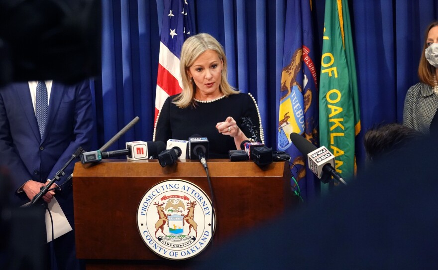 Oakland County prosecutor Karen McDonald, pictured during a press conference last week.