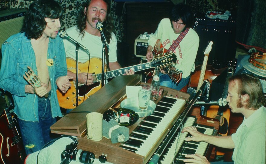 Crosby, Stills, Nash & Young, recording in 1970.