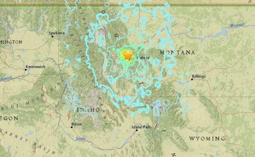 A map shows seismic activity around the site of a 5.8 magnitude earthquake that struck in western Montana early Thursday.