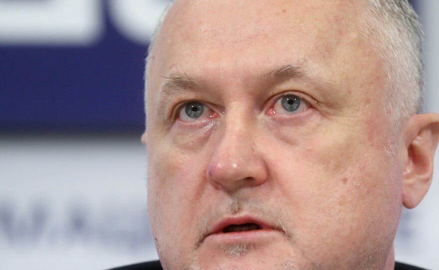 Yuri Ganus, director general of the Russian Antidoping Agency, at a news conference in Moscow.