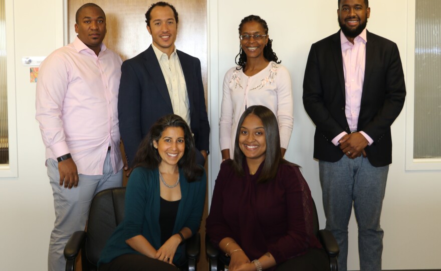 Members of the D.C. attorney general's restorative justice team (from left, back row to front): Alex Lambert, Roman Haferd, Lashonia Thompson-El, Ameen Beale, Seema Gajwani and Ashley Hyman-Ford.