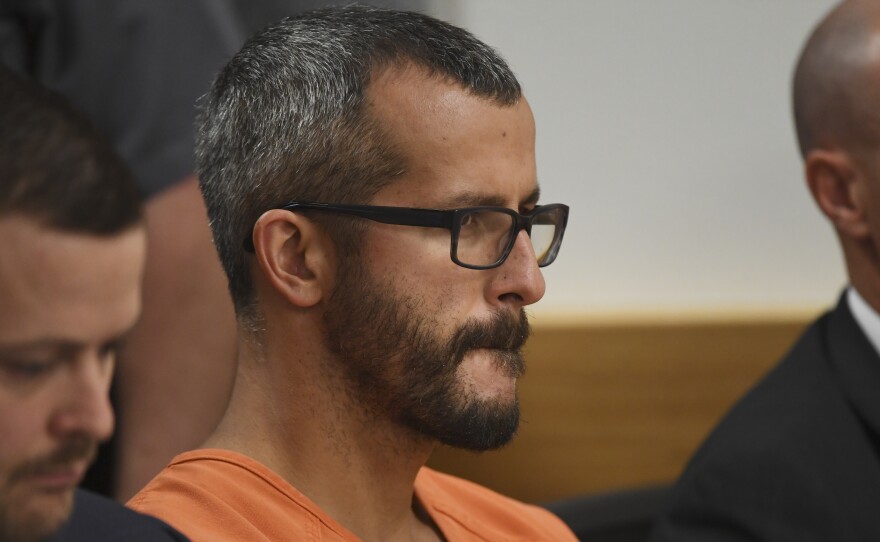 Christopher Watts in court for his arraignment hearing at the Weld County Courthouse in August in Greeley, Colo.