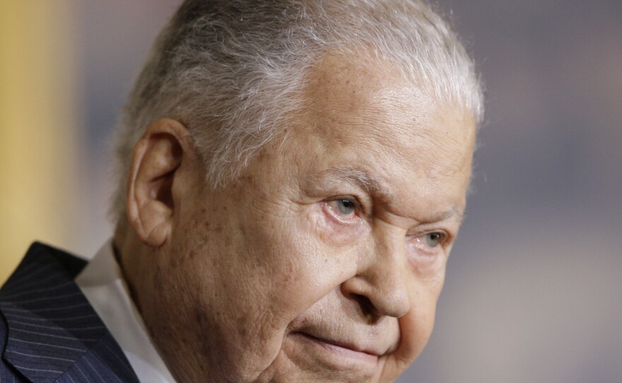 Former Massachusetts Sen. Edward William Brooke speaks in the Rotunda on Capitol Hill in Washington, in 2009 during a ceremony where he received the Congressional Gold Medal. Brooke died on Saturday at age 95.