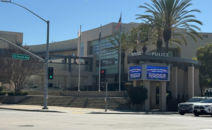 The headquarters for Chula vista Police Department are pictured on a sunny day, March 19, 2026.