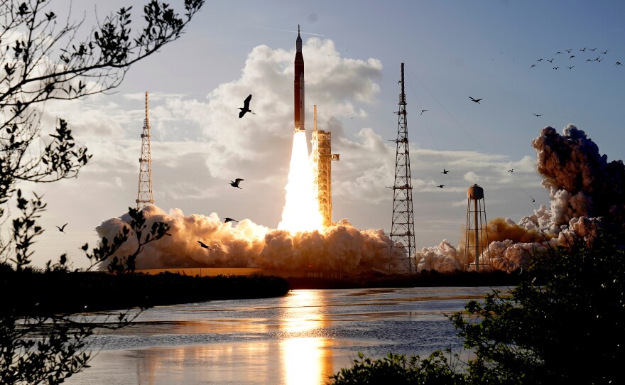 NASA's Artemis II moon rocket lifts off from the Kennedy Space Center's Launch Pad 39-B Wednesday, April 1, 2026, in Cape Canaveral, Fla.