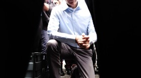 Joined by community faith leaders Los Angeles Mayor Eric Garcetti takes a knee in prayer during a Black Lives Matter protest in downtown Los Angeles on Tuesday, June 2, 2020.