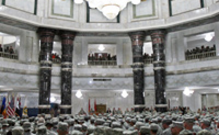 U.S. soldiers attend a 2007 ceremony at Camp Victory, the post in Baghdad sometimes referred to as "Club Med."