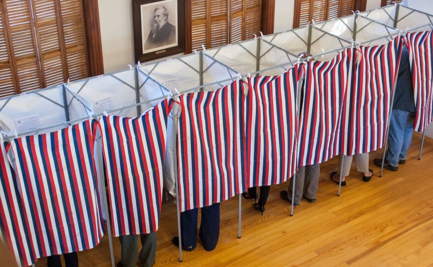 Voters cast their ballots in Sutton, New Hampshire on Nov. 8, 2016. State officials say the state's old-school paper ballots mean its election systems are more secure than in other states.
