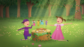 A scene from “A Fairy Thanksgiving.” When Pinkalicious and Peter accidentally damage Fairyanna’s Thanksgiving table, they are determined to make things right and give the fairies the most pinkamazing Fairy Thanksgiving yet! 