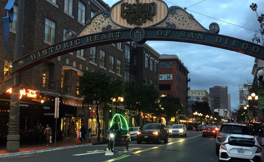 The Gaslamp Quarters in downtown San Diego on March 16, 2020.