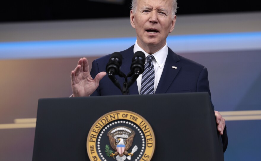 President Biden announcing the U.S. would tap its emergency oil reserves at the  White House on March 31.