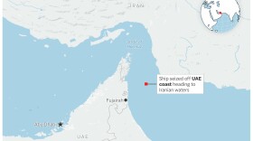 Map showing where a vessel was seized off the UAE coast.