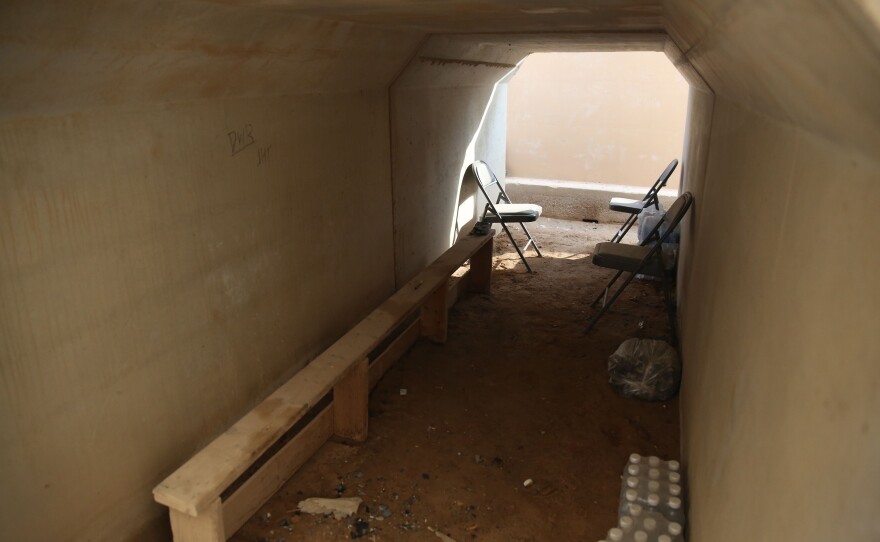 One of the bunkers where military personnel took shelter during the almost two-hour long barrage of Iranian missiles.