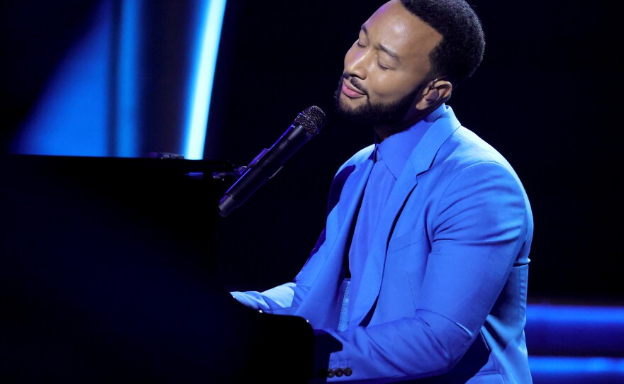 John Legend performs onstage during the 64th Annual Grammy Awards at MGM Grand Garden Arena on April 3, 2022 in Las Vegas.