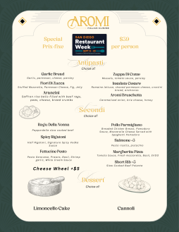 San Diego Restaurant Week at Aromi