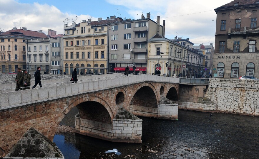 The Latin Bridge in Sarajevo ends at the street corner where Serbian nationalist Gavrilo Princip assassinated Archduke Franz Ferdinand and his wife Sophie on June 28, 1914.
