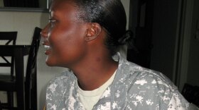 Sgt. Josie Peters of the U.S. Army 1st Armored Division sits in her apartment near Fort Bliss. Peters came back from her second trip to Iraq as a medic in March. She now plans to settle into a house with her husband.