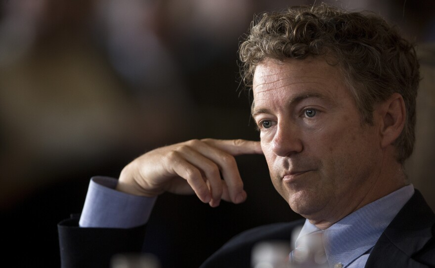 Kentucky Sen. Rand Paul's national polling numbers could cause him to miss the main stage at next month's CNBC GOP presidential debate. (AP Photo/Andrew A. Nelles)