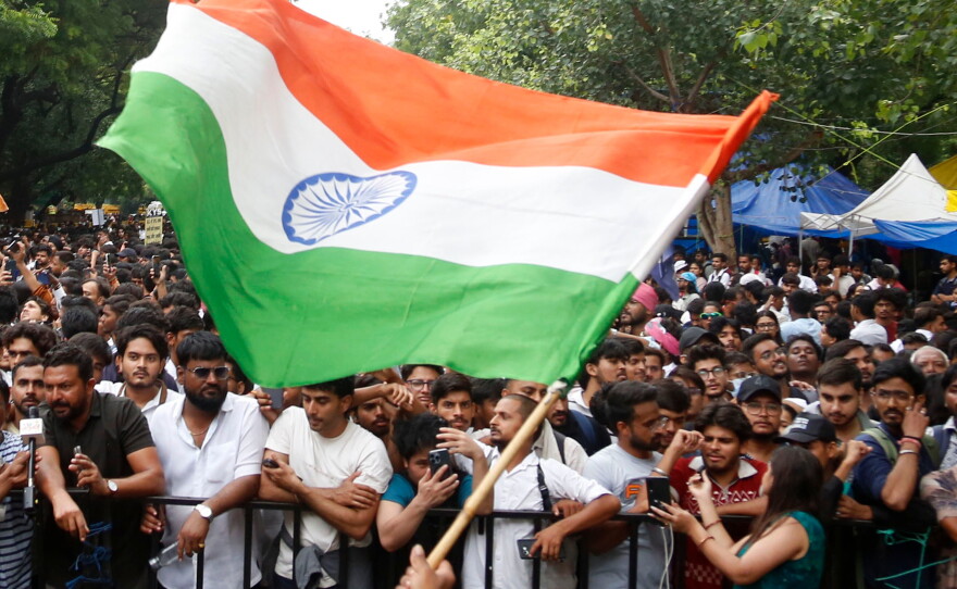 Supporters gather at the camping site of the Cockroach Janta Party at Jantar Mantar in New Delhi, Tuesday, July 21, 2026.