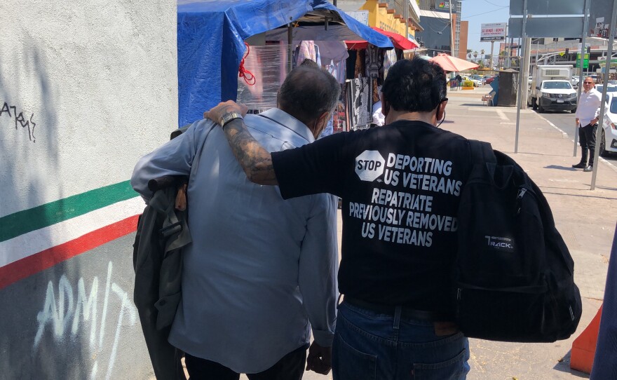 Deported veteran Andrew De León walks towards the San Ysidro Port of Entry, eleven years after he was deported. Photographed on Friday, June 18th, 2021. 