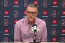 San Diego State University Athletics Director John David Wicker addresses the rape allegations against three former football players at a news conference, Aug. 29, 2022.