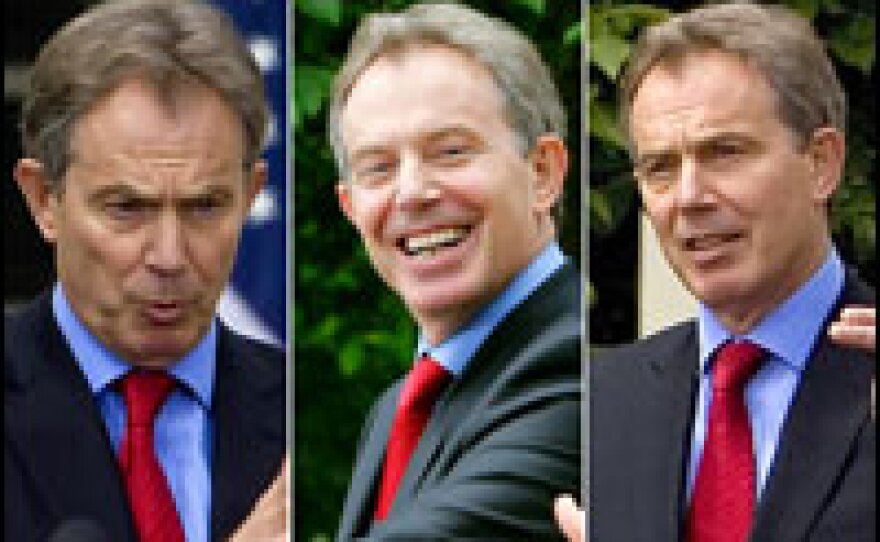 British Prime Minister Tony Blair speaks during a joint press conference with President Bush at the White House, May 17, 2007.