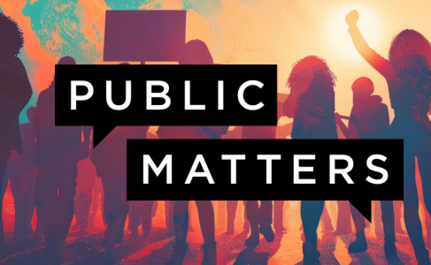 Public Matters Graphic Image of people behind a text that says "Public Matters"