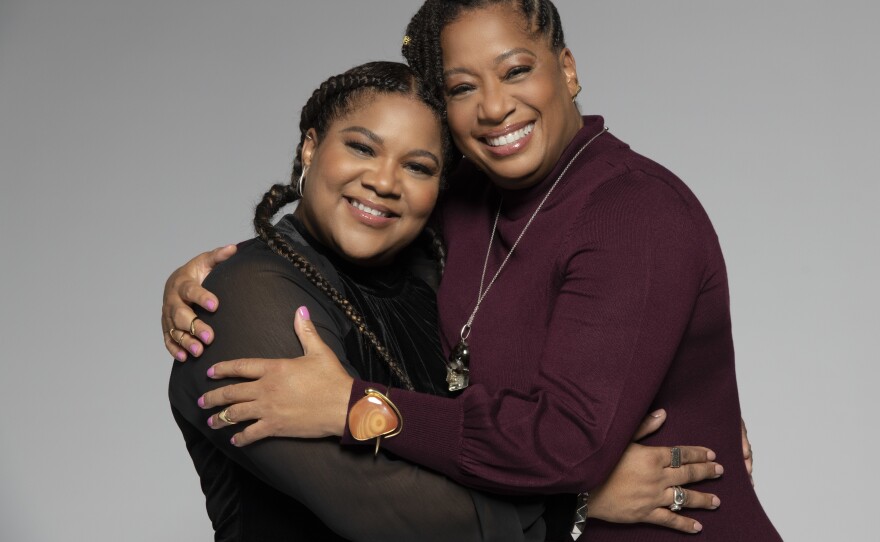 Jean-Michel Basquiat's sisters, Jeanine Heriveaux (L) and Lisane Basquiat. The two now oversee their late brother's estate.