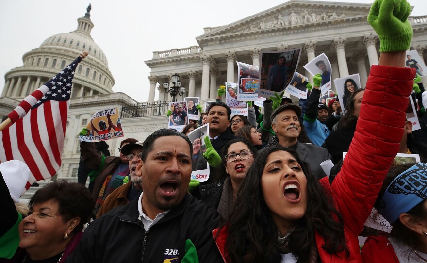 People who call themselves DREAMers, protest in front of the U.S. Capitol to urge Congress to pass a DREAM Act earlier this month.