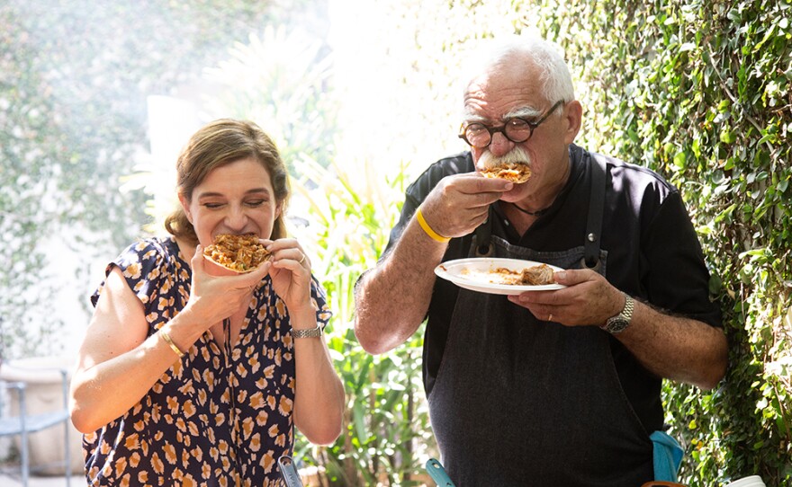 Chef Pati Jinich with Gualberto Elizondo "Weber" featured in "The Fire Kings."