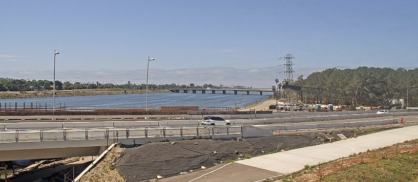 Live shot of the West Mission Bay Drive Bridge Replacement Project, April 19, 2022.