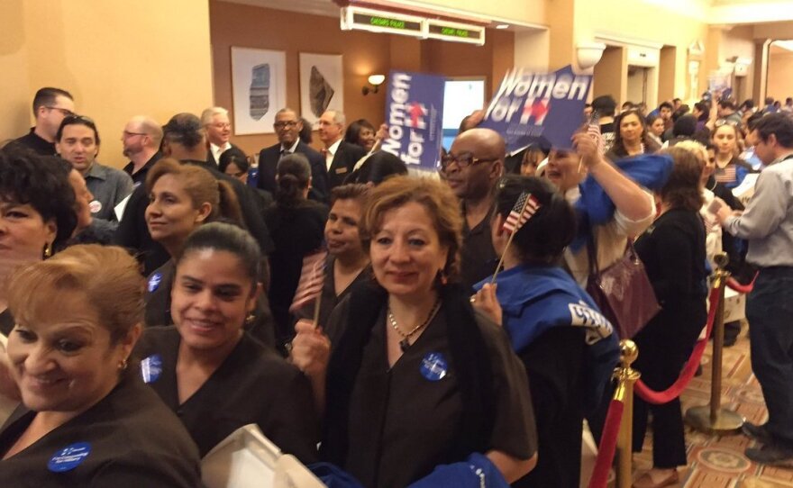 Nevadans line up for the Caesar's Palace caucus