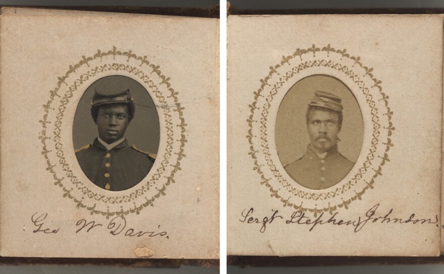 Portraits of George W. Davis (left) and Sgt. Stephen Johnson.