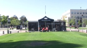The HungerU mobile exhibit stopped by San Diego State University to raise awareness about world hunger and modern agriculture on April 11, 2013.