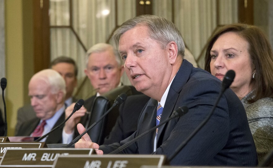 Sen. Lindsey Graham of South Carolina voices his opposition to President Obama's choice of former Sen. Chuck Hagel of Nebraska as secretary of defense, on Capitol Hill last week.