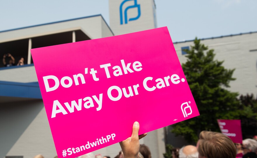 Abortion rights supporters rally outside a Planned Parenthood clinic in St. Louis on May 31, 2019. At the time, it was the last location in Missouri performing abortions. The state's abortion ban took effect soon after the Dobbs decision in 2022.