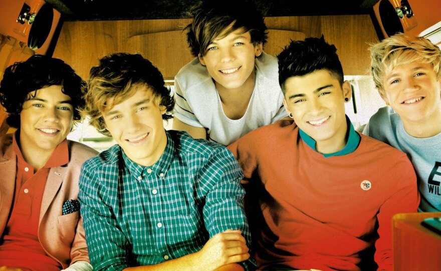 One Direction, from the cover of its single, "What Makes You Beautiful."