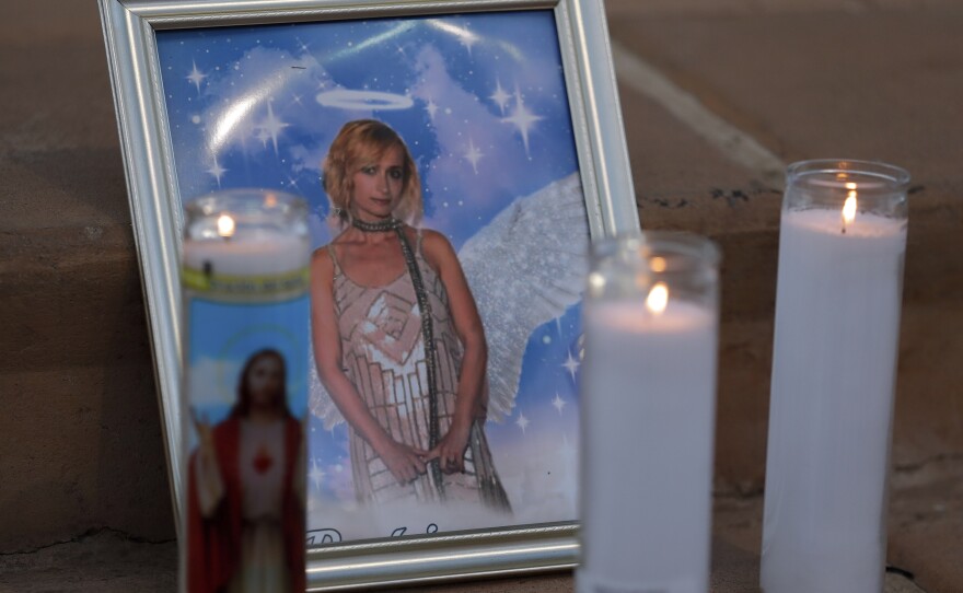 A vigil celebrates cinematographer Halyna Hutchins in Albuquerque, N.M. Hutchins was killed on set while filming the movie <em>Rust</em> when a prop firearm held by actor Alec Baldwin discharged.