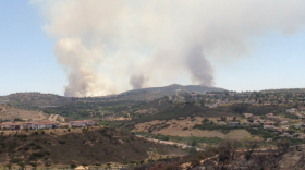 View of Cocos Fire, from Cinnebar Way in San Marcos, CA, May 15, 2014.