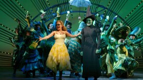 Kristin Chenoweth and Idina Menzel in a scene from "Wicked."