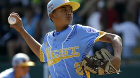 Chula Vista pitcher Daniel Leon delivers during the first inning of a baseball game against Johnston, Iowa, in United States pool play at the Little League World Series tournament in South Williamsport, Pa., Aug. 19, 2016. 